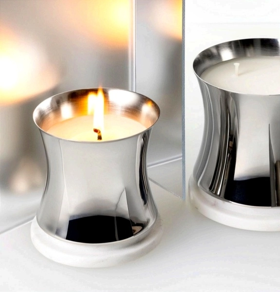 Свеча в латунном подстаканнике с крышкой из мрамора