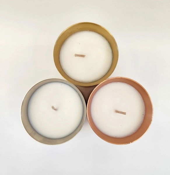 Набор свечей в медном подстаканнике, 3 шт